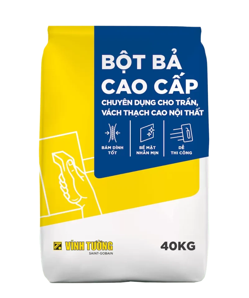BỘT BẢ CAO CẤP VĨNH TƯỜNG chuyên dụng cho trần, vách thạch cao nội thất